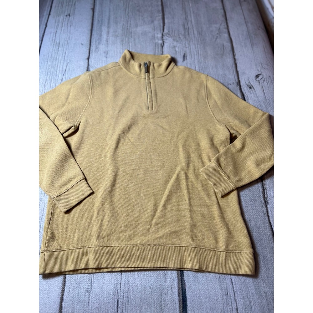 Tasso Elba Quarter Zip Pullover Mens XL Yellow Cotton Sweater